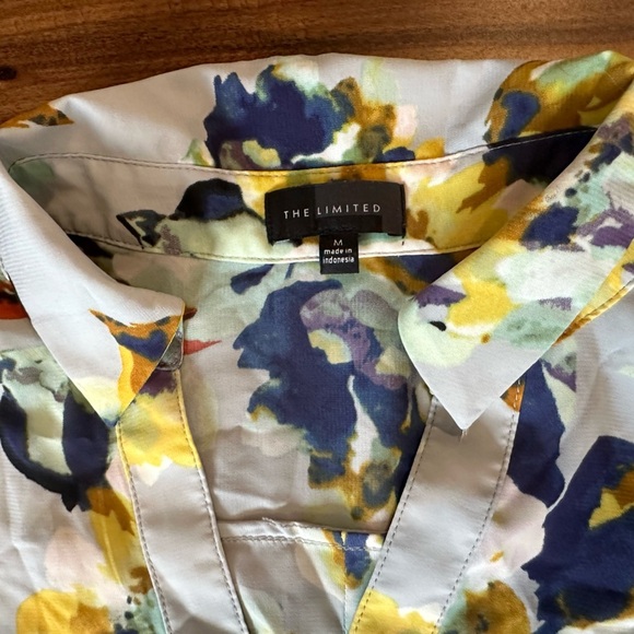 The Limited Floral Dressy Sheer Button Up Blouse size Medium - Picture 3 of 3